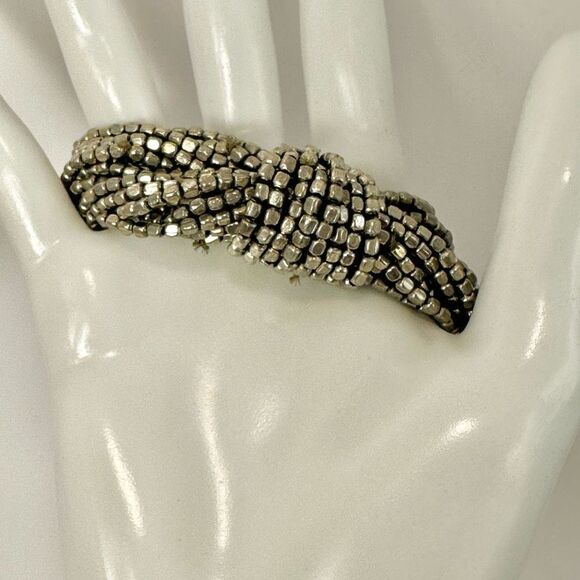 Silver tone multi strand stretchy bracelet - Picture 6 of 8